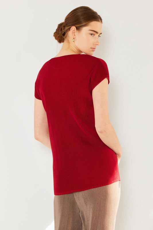 Marina West Swim Rib Pleated Cap Sleeve Top Carauana Store