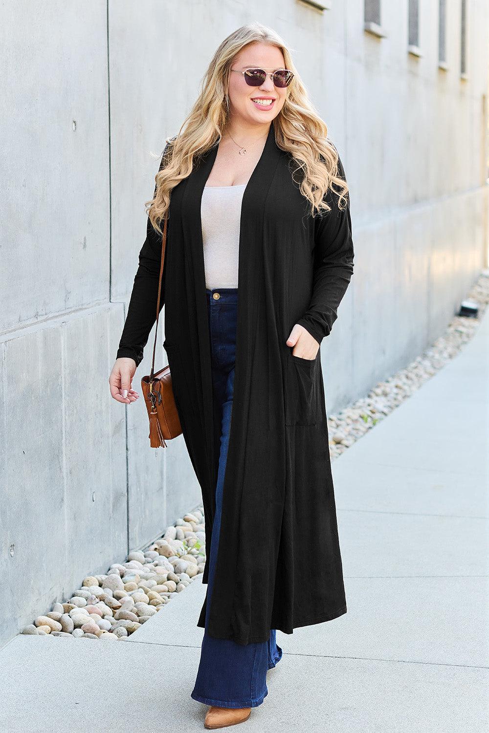 Basic Bae Full Size Open Front Long Sleeve Cover Up Carauana Store