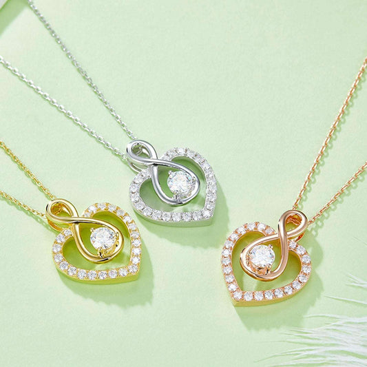 1 Carat Moissanite 925 Sterling Silver Heart Shape Necklace Carauana Store