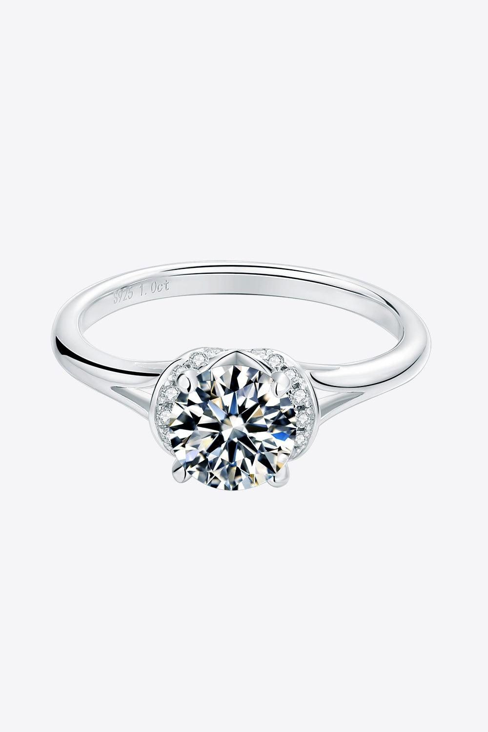 1 Carat Moissanite 925 Sterling Silver Split Shank Ring Carauana Store