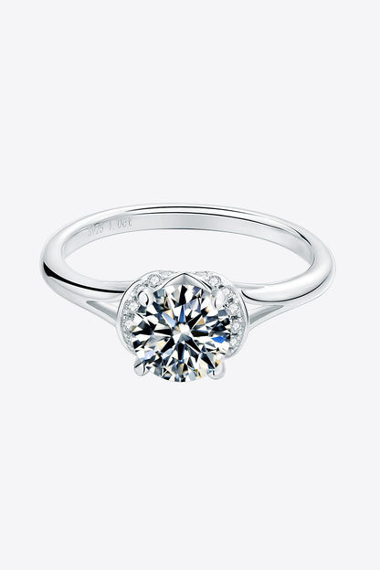 1 Carat Moissanite 925 Sterling Silver Split Shank Ring Carauana Store
