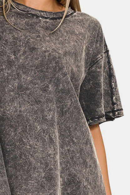 Zenana Round Neck Dropped Shoulder Blouse Carauana Store