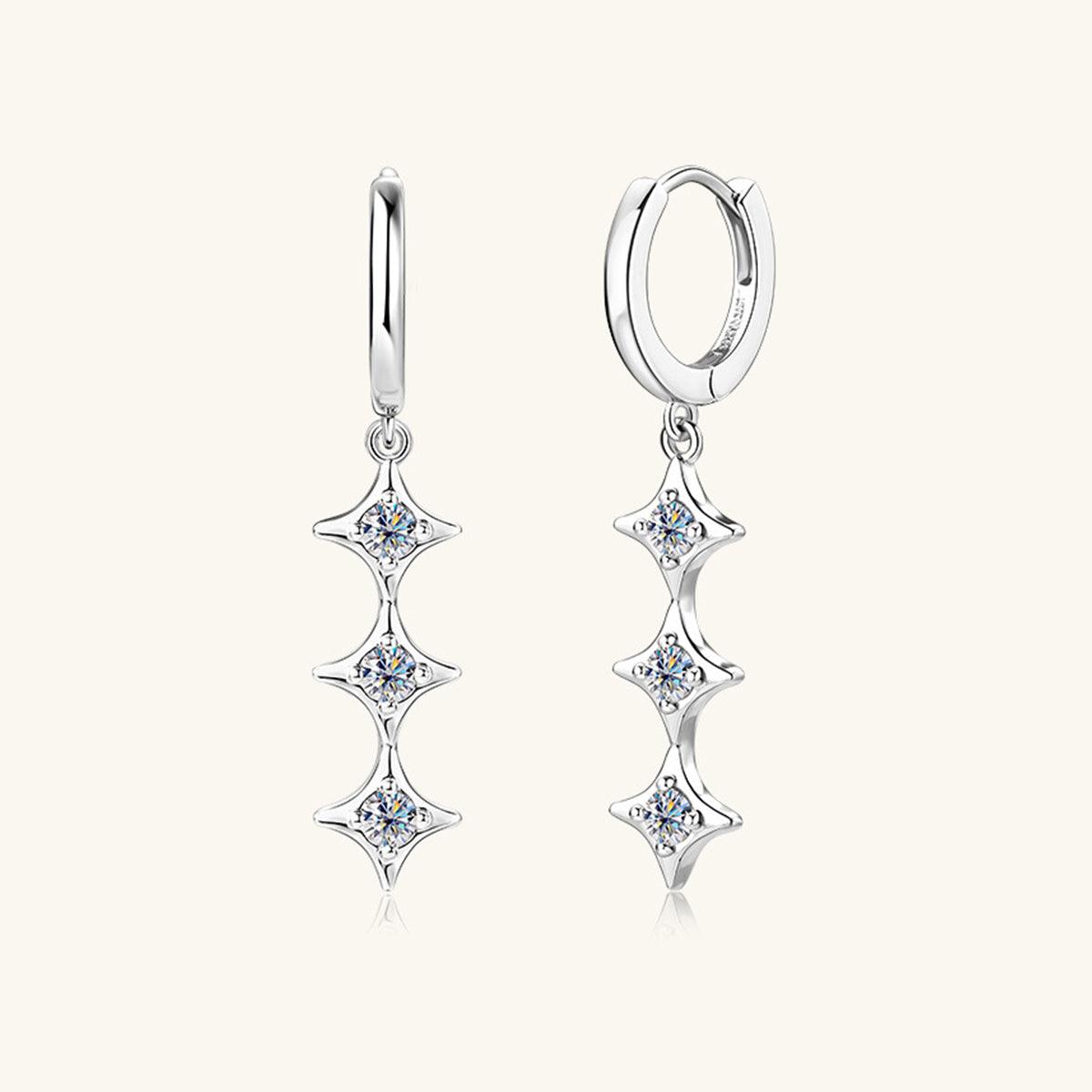 Moissanite 925 Sterling Silver Geometric Shape Earrings Carauana Store