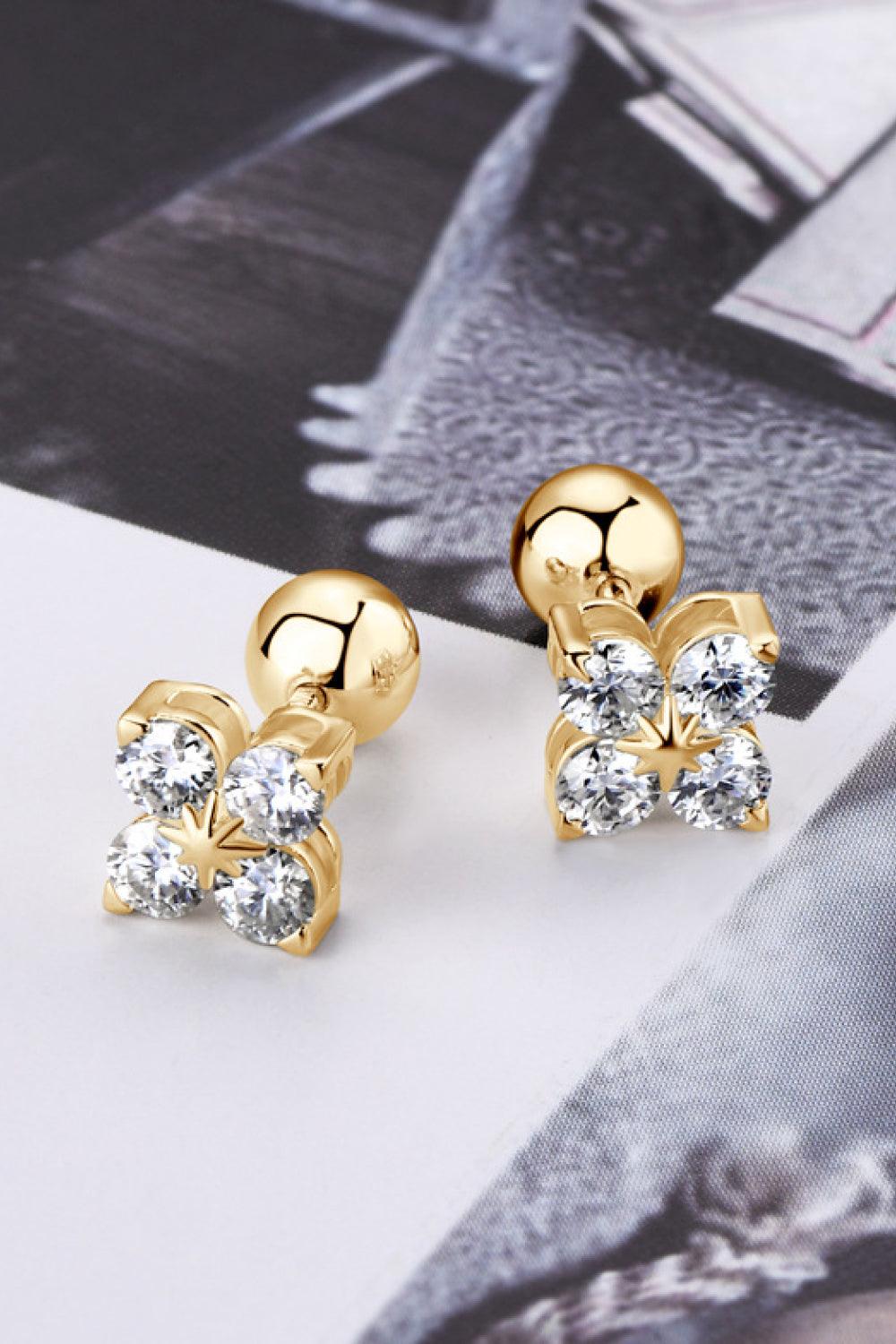 Moissanite 925 Sterling Silver Four-Leaf Clover Shape Earrings Carauana Store