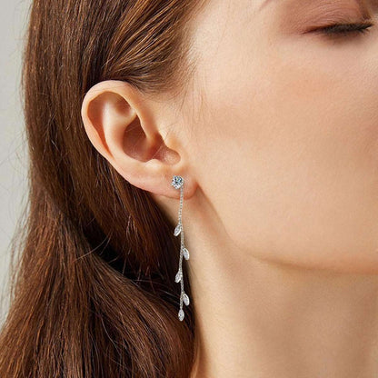 1.38 Carat Moissanite 925 Sterling Silver Leaf Earrings Carauana Store