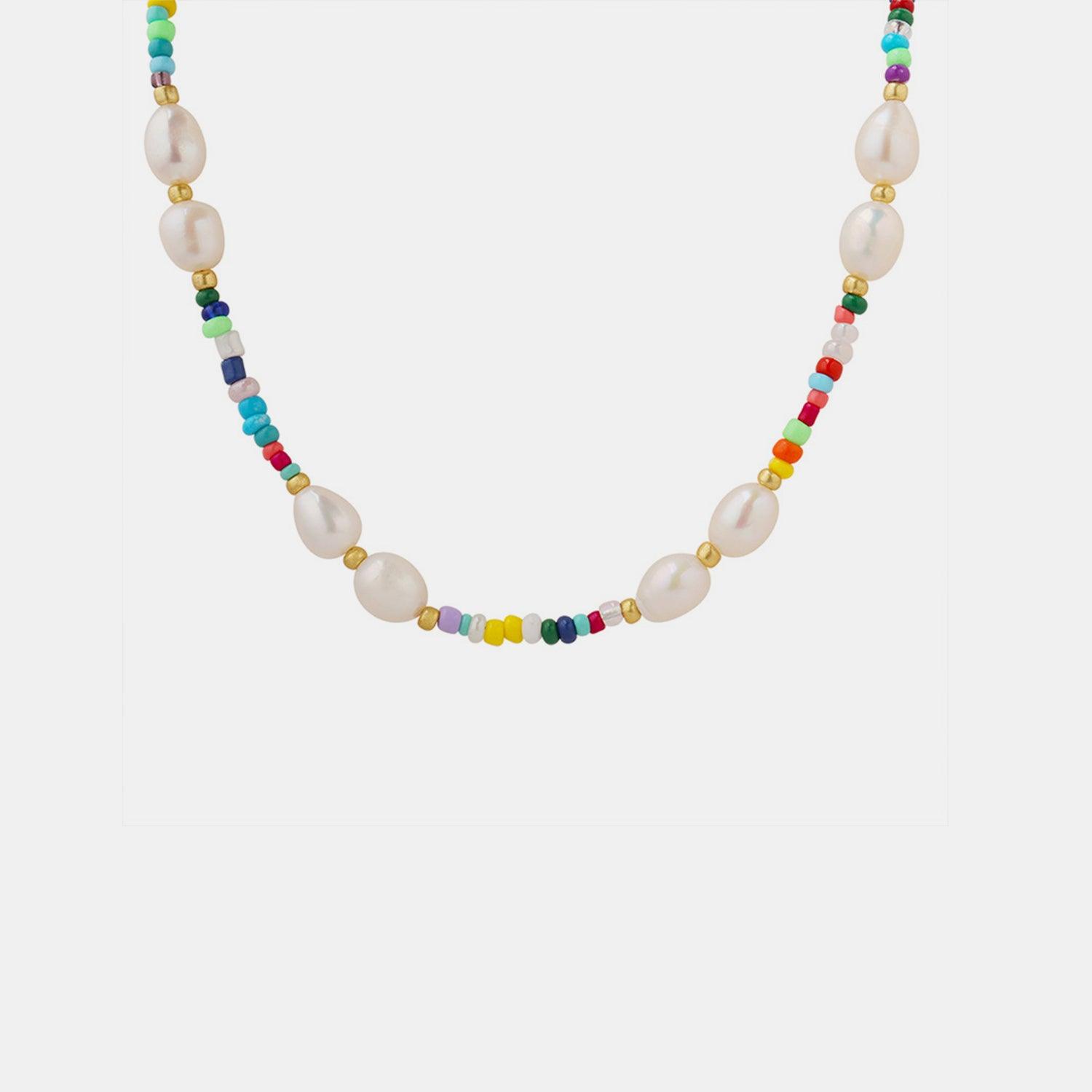 Freshwater Pearl Titanium Steel Bead Necklace Carauana Store