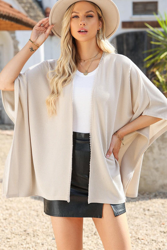 Lace Detail Open Front Half Sleeve Cover Up Carauana Store