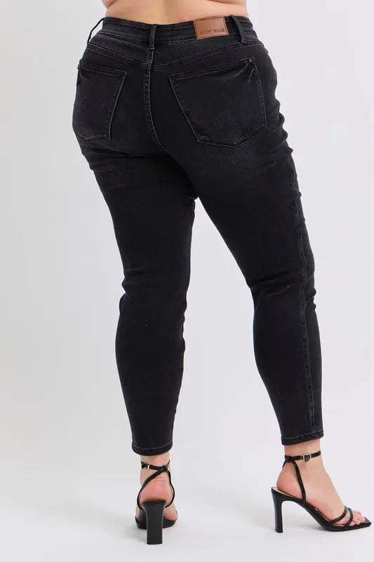 Judy Blue Full Size Mid Rise Tummy Control Skinny Jeans Plus Size Carauana Store