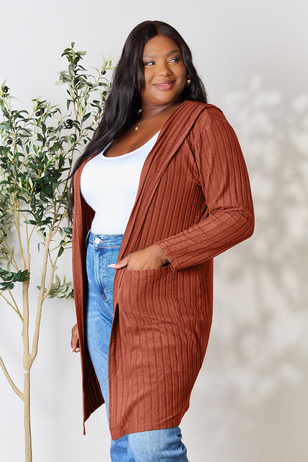 Basic Bae Full Size Hooded Sweater Cardigan Carauana Store