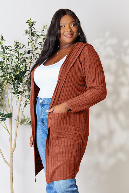 Basic Bae Full Size Hooded Sweater Cardigan Carauana Store