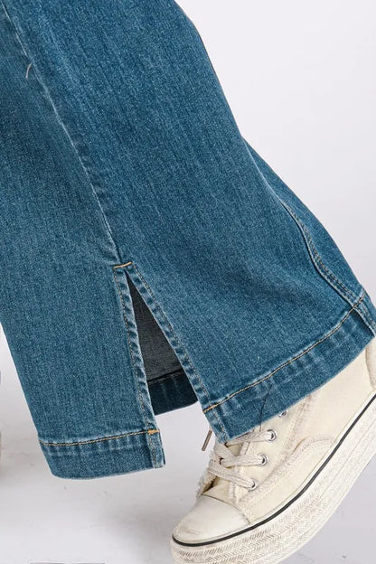 Mittoshop Medium Wash Seam Detail Wide Leg Denim Jeans Carauana Store