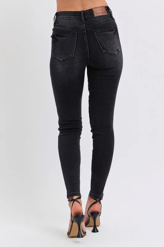 Judy Blue Full Size Mid Rise Tummy Control Skinny Jeans Plus Size Carauana Store