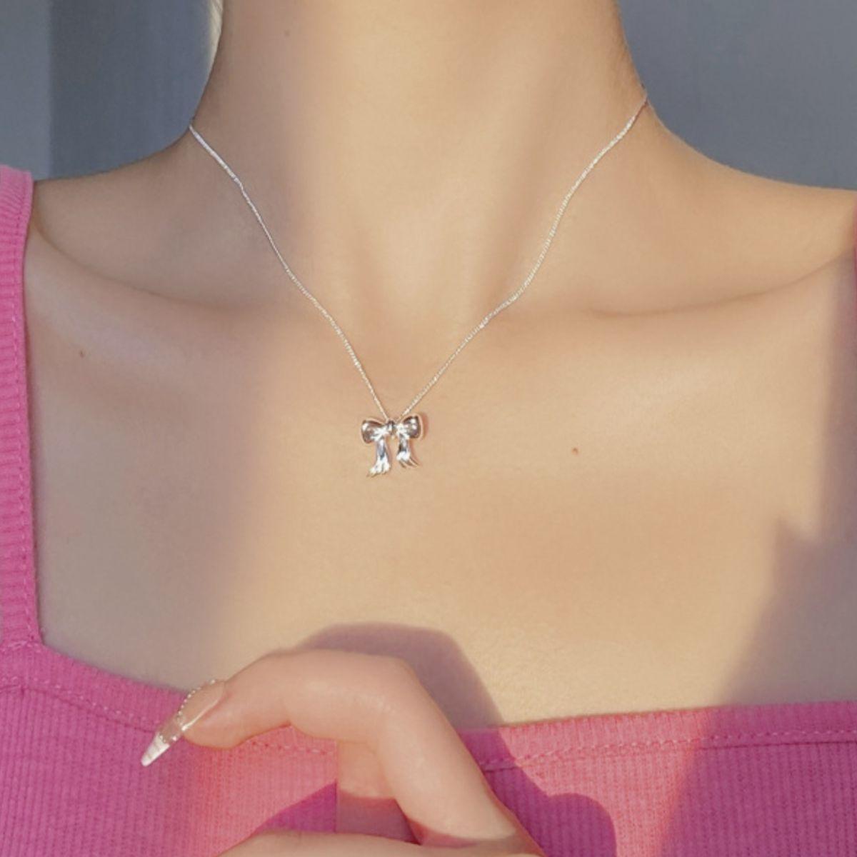 Copper Bow Shape Pendant Necklace Carauana Store