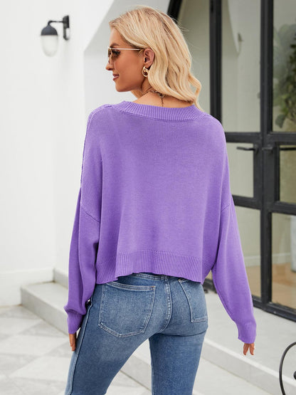 Eyelet Button Front Long Sleeve Cardigan Carauana Store