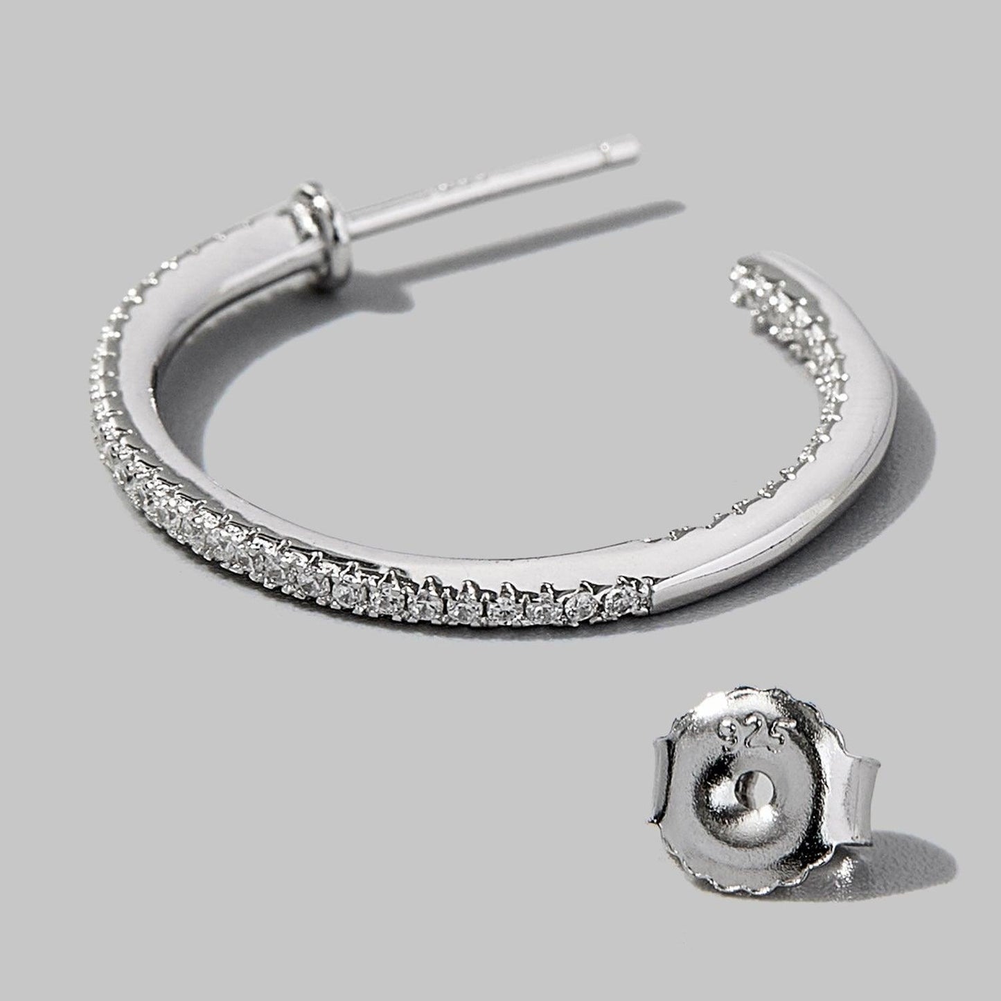 Zircon 925 Sterling Silver C-Hoop Earrings Carauana Store