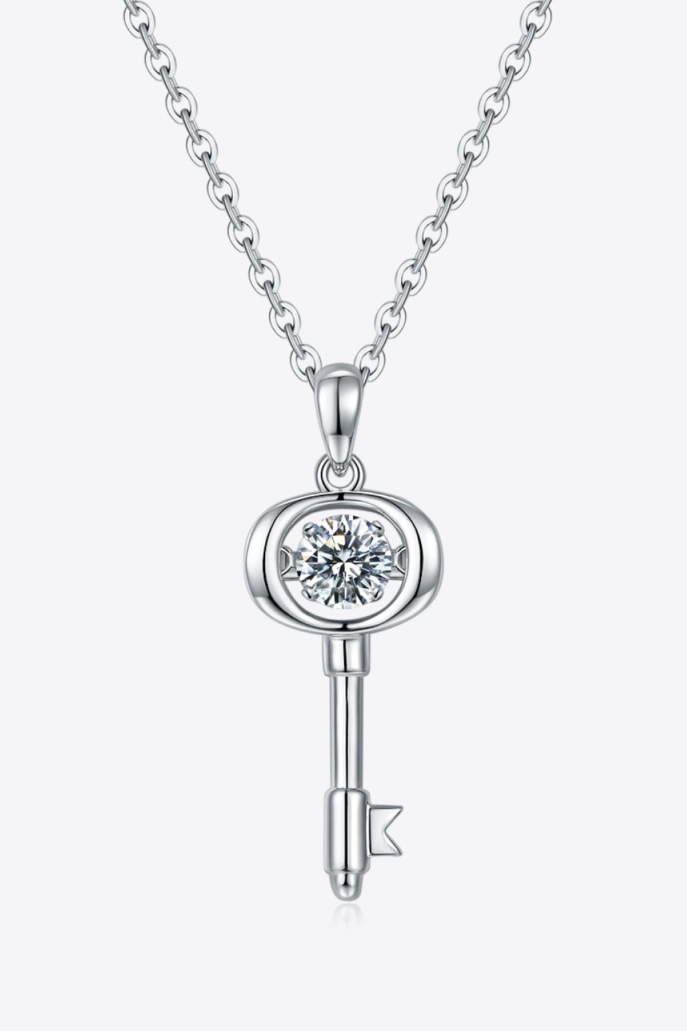 Adored Moissanite Key Pendant Necklace CaRaUaNa Fashion