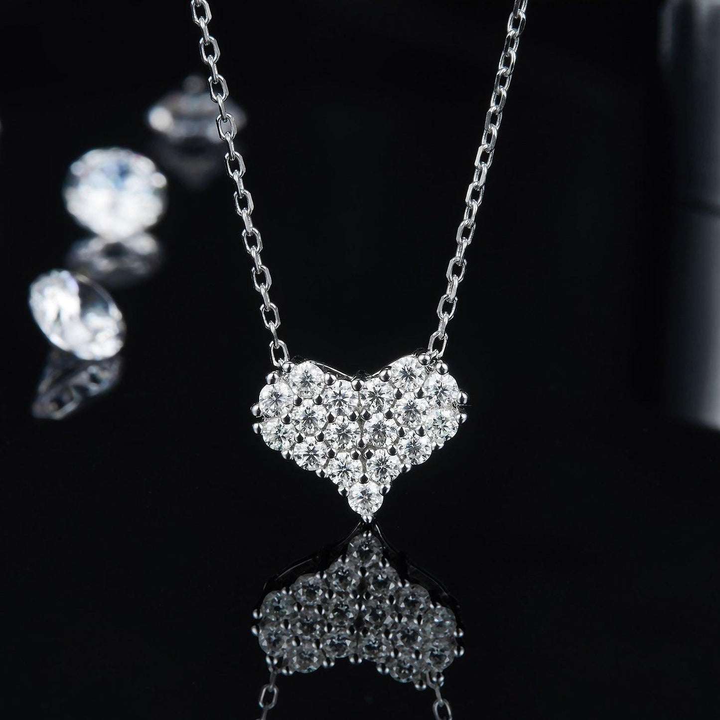 Moissanite 925 Sterling Silver Heart Necklace Carauana Store