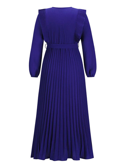 Pleated Surplice Tie Waist Maxi Dress Carauana Store