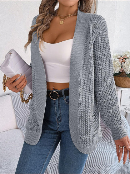 Open Front Long Sleeve Cardigan with Pockets Carauana Store