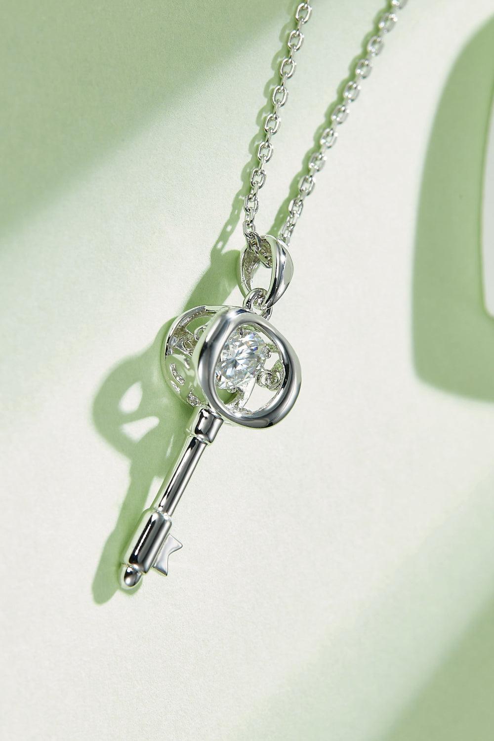 Adored Moissanite Key Pendant Necklace CaRaUaNa Fashion
