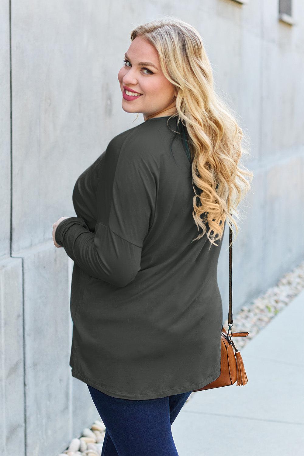 Basic Bae Full Size Round Neck Dropped Shoulder T-Shirt Carauana Store
