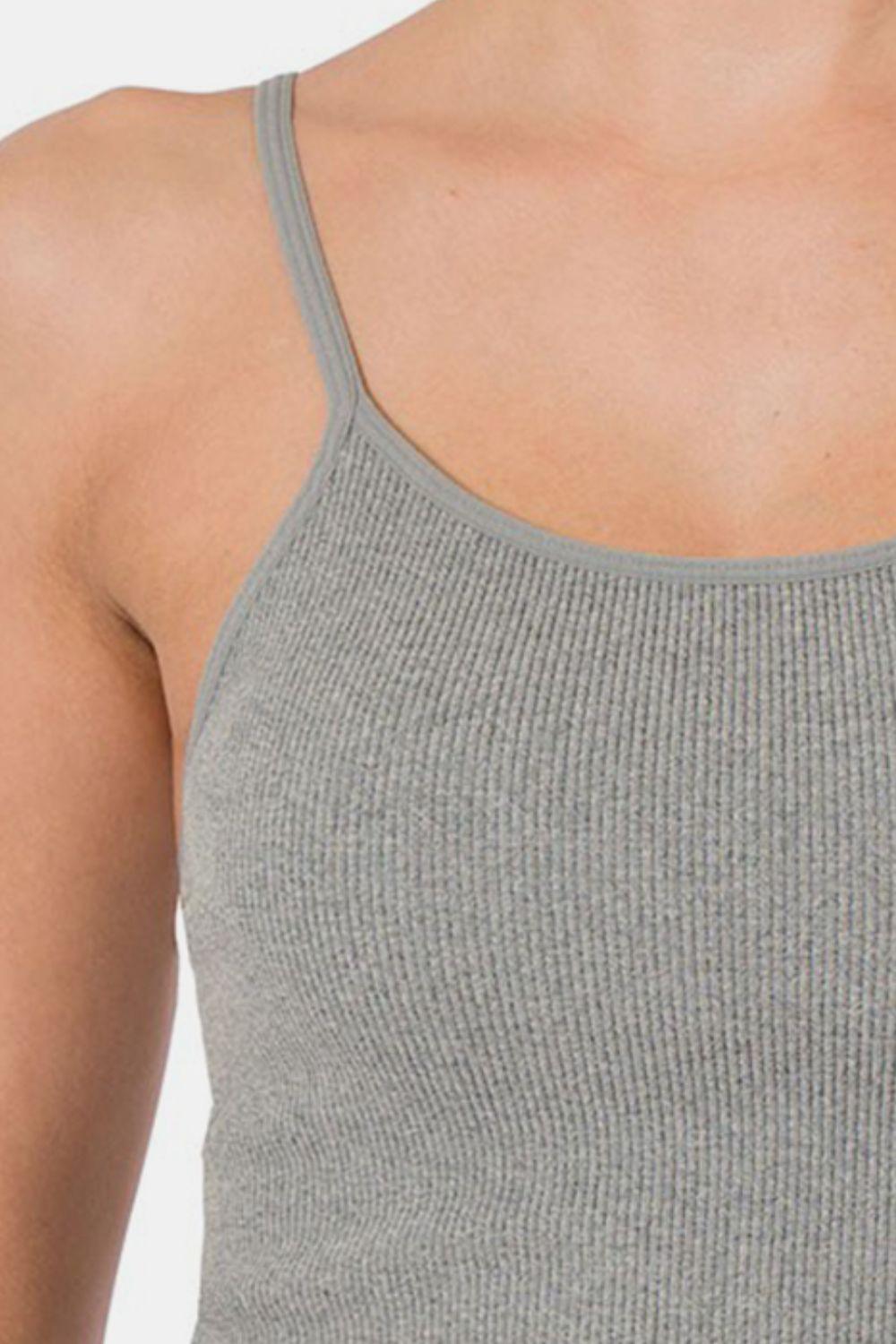 Zenana Ribbed Seamless Cropped Cami with Bra Pads Carauana Store