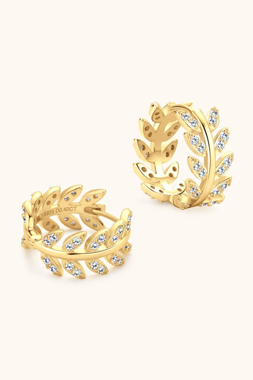 Moissanite Leaf 925 Sterling Silver Earrings Carauana Store
