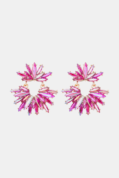 Flower Shape Glass Stone Dangle Earrings Carauana Store