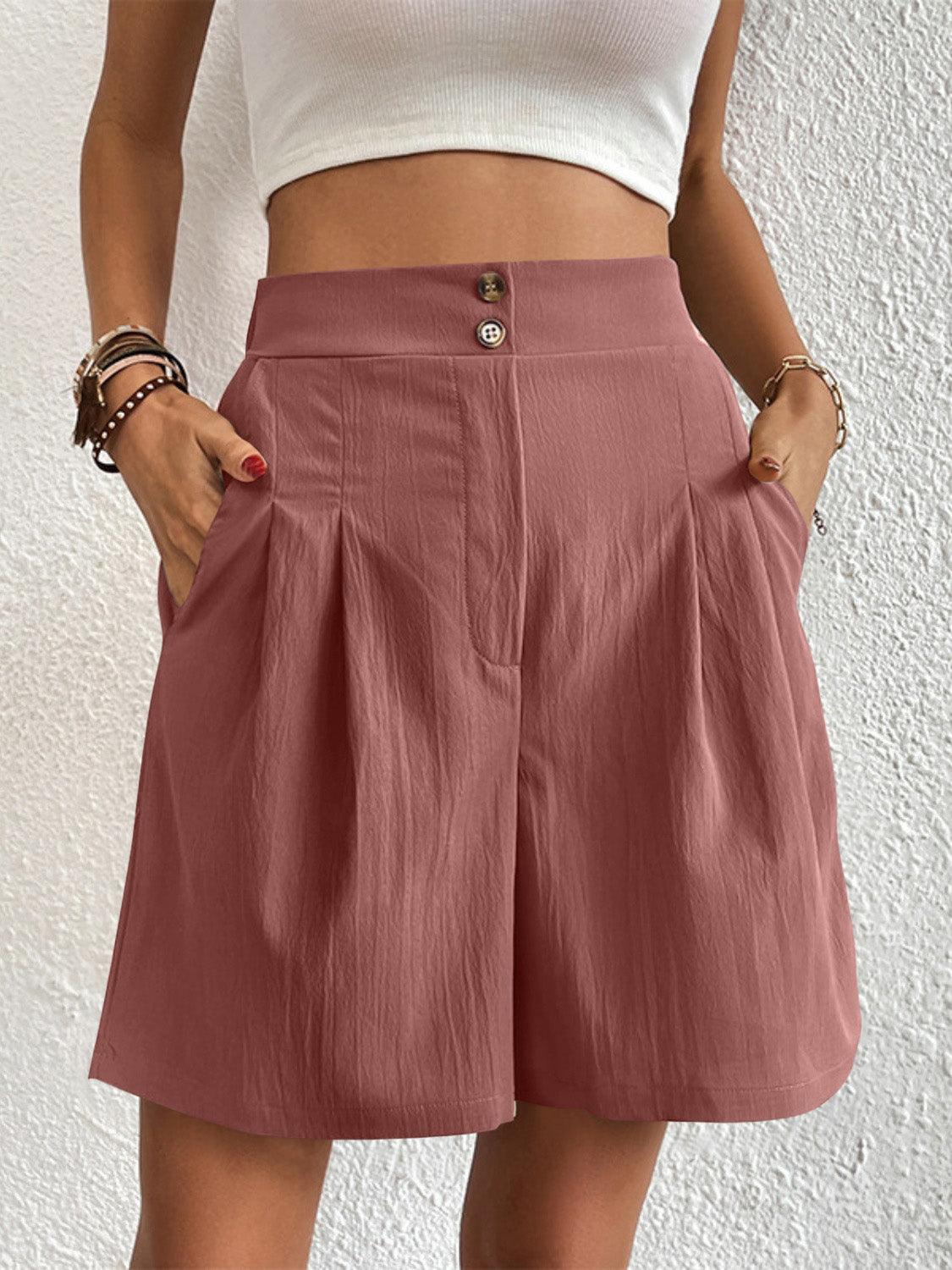 High Waist Shorts with Pockets CaRaUaNa Fashion