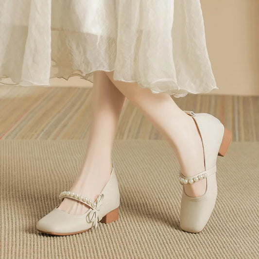 Square Toe Block Heels Pumps Carauana Store