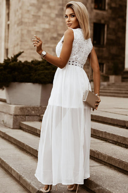 Slit Lace Detail V-Neck Dress Carauana Store