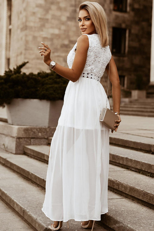 Slit Lace Detail V-Neck Dress Carauana Store