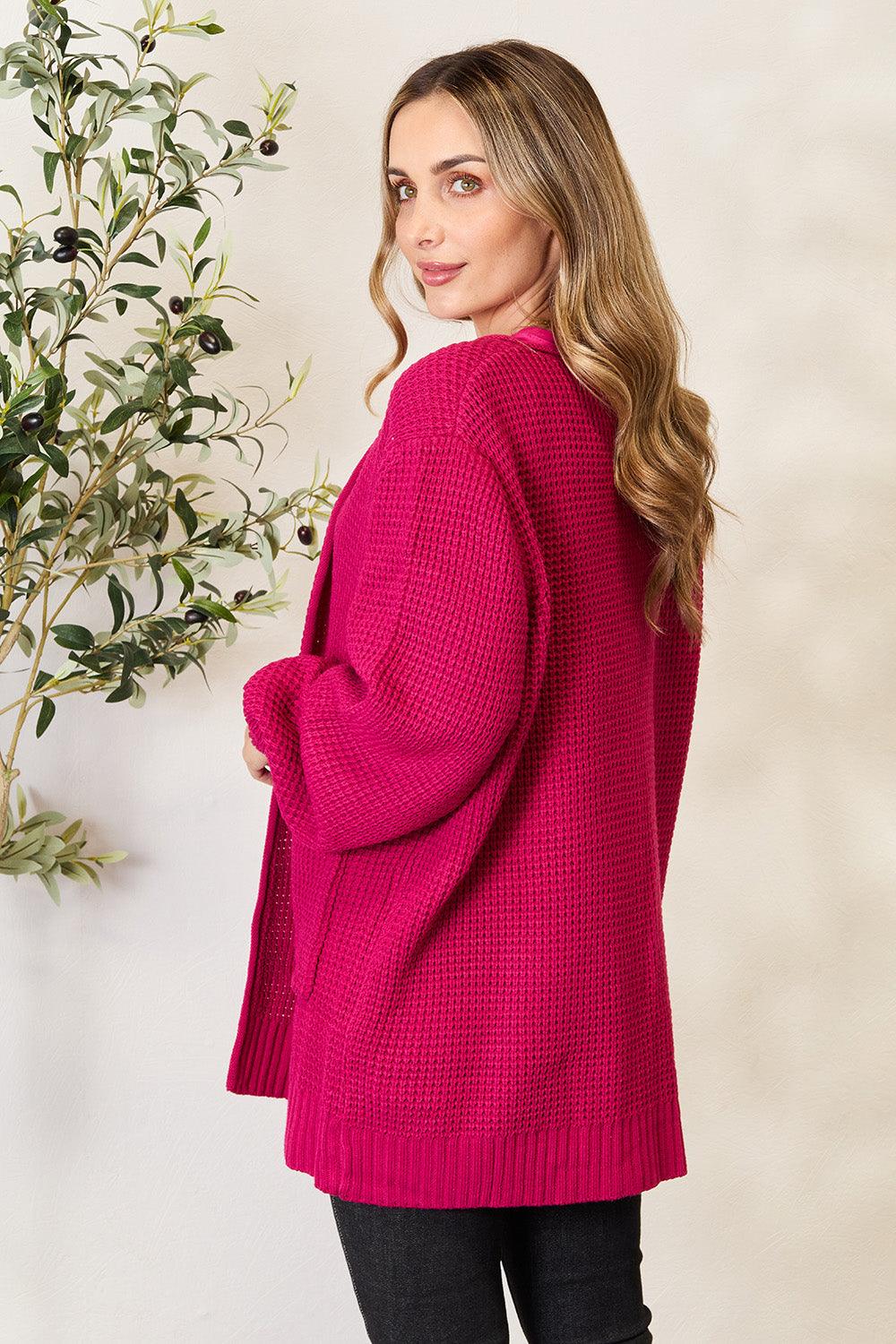 Zenana Full Size Waffle-Knit Open Front Cardigan Carauana Store