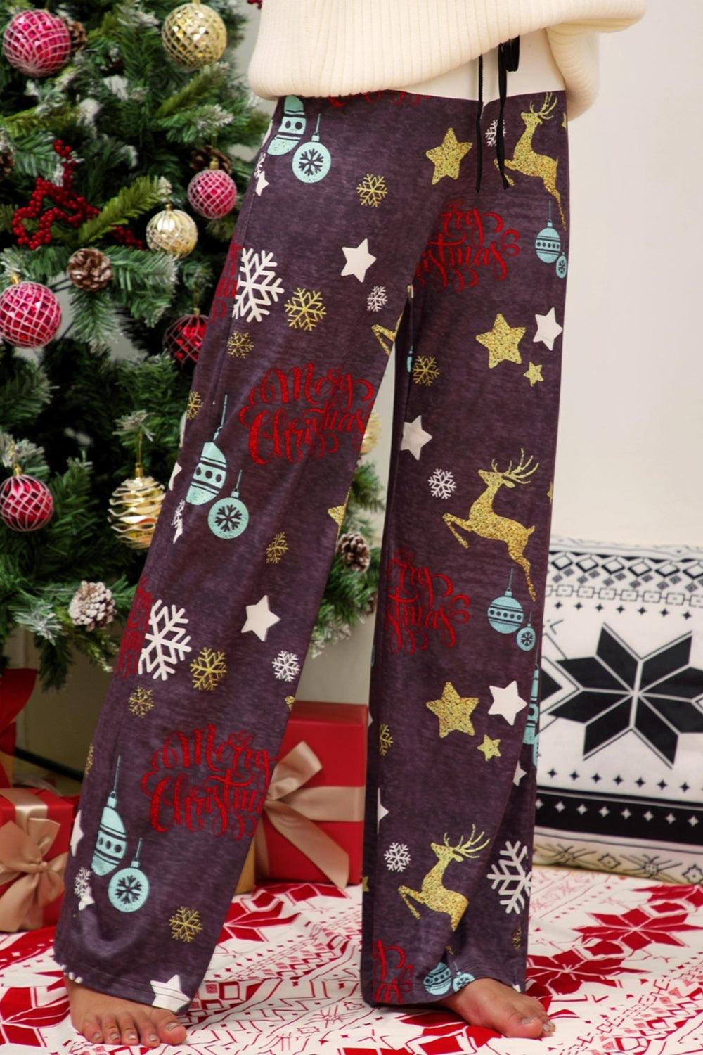 Christmas Straight Leg Pants CaRaUaNa Fashion