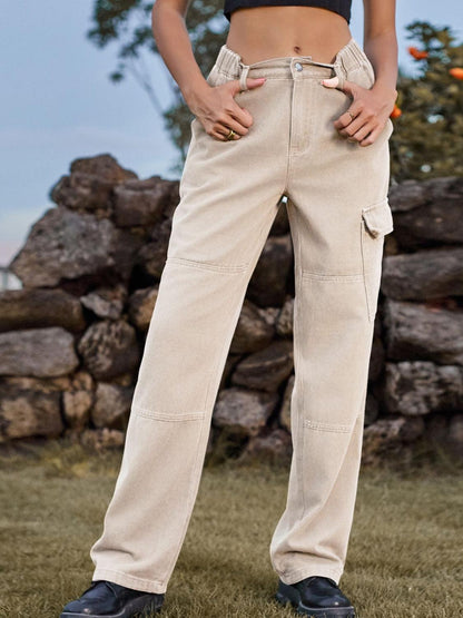 High Waist Cargo Straight Jeans Carauana Store