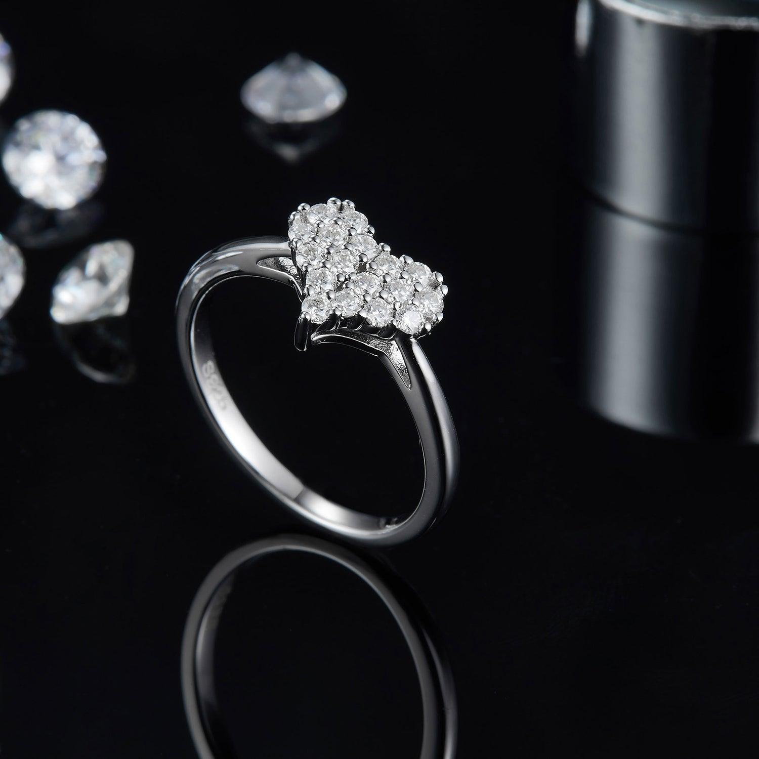 Moissanite 925 Sterling Silver Heart Ring Carauana Store