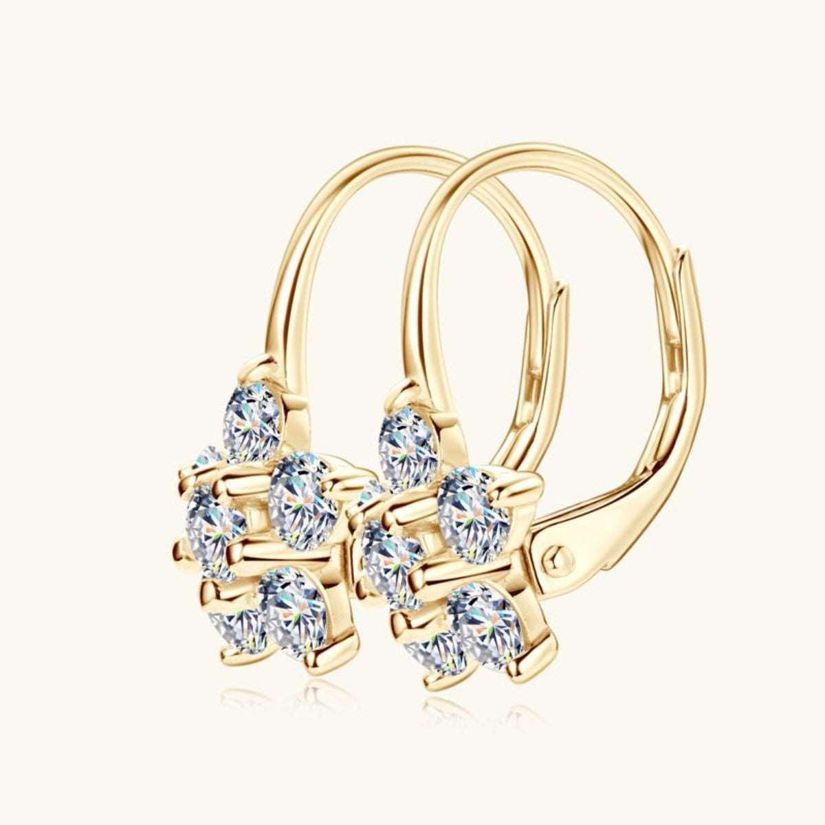 1.2 Carat 925 Sterling Silver Moissanite Flower Huggie Earrings Carauana Store