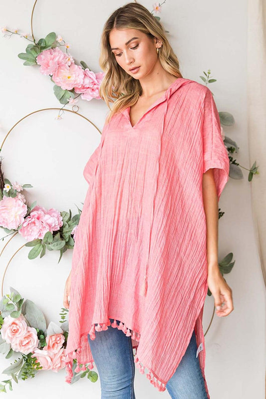 Cotton Bleu by Nu Label Tassel Hem Hooded Cover Up Carauana Store