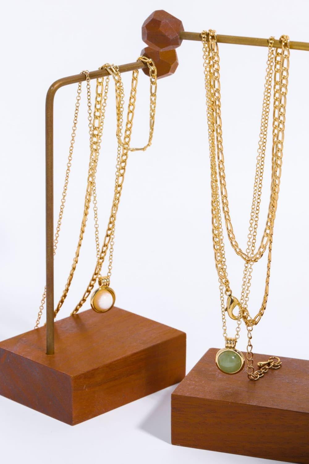 Copper 14K Gold-Plated Round Shape Aventurine Pendant Necklace Carauana Store