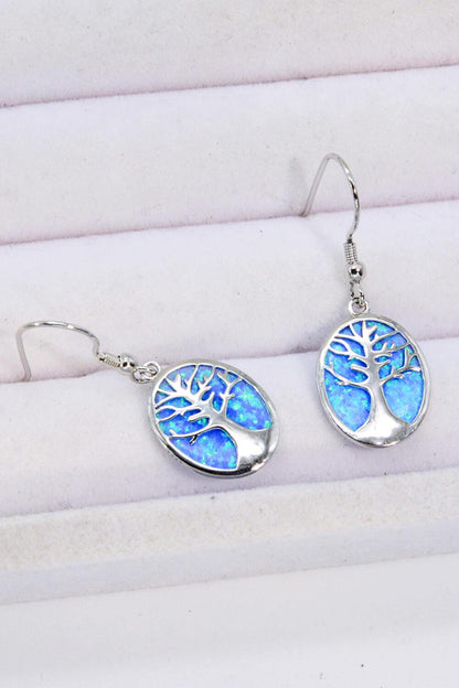 Opal Blue Platinum-Plated Drop Earrings Carauana Store