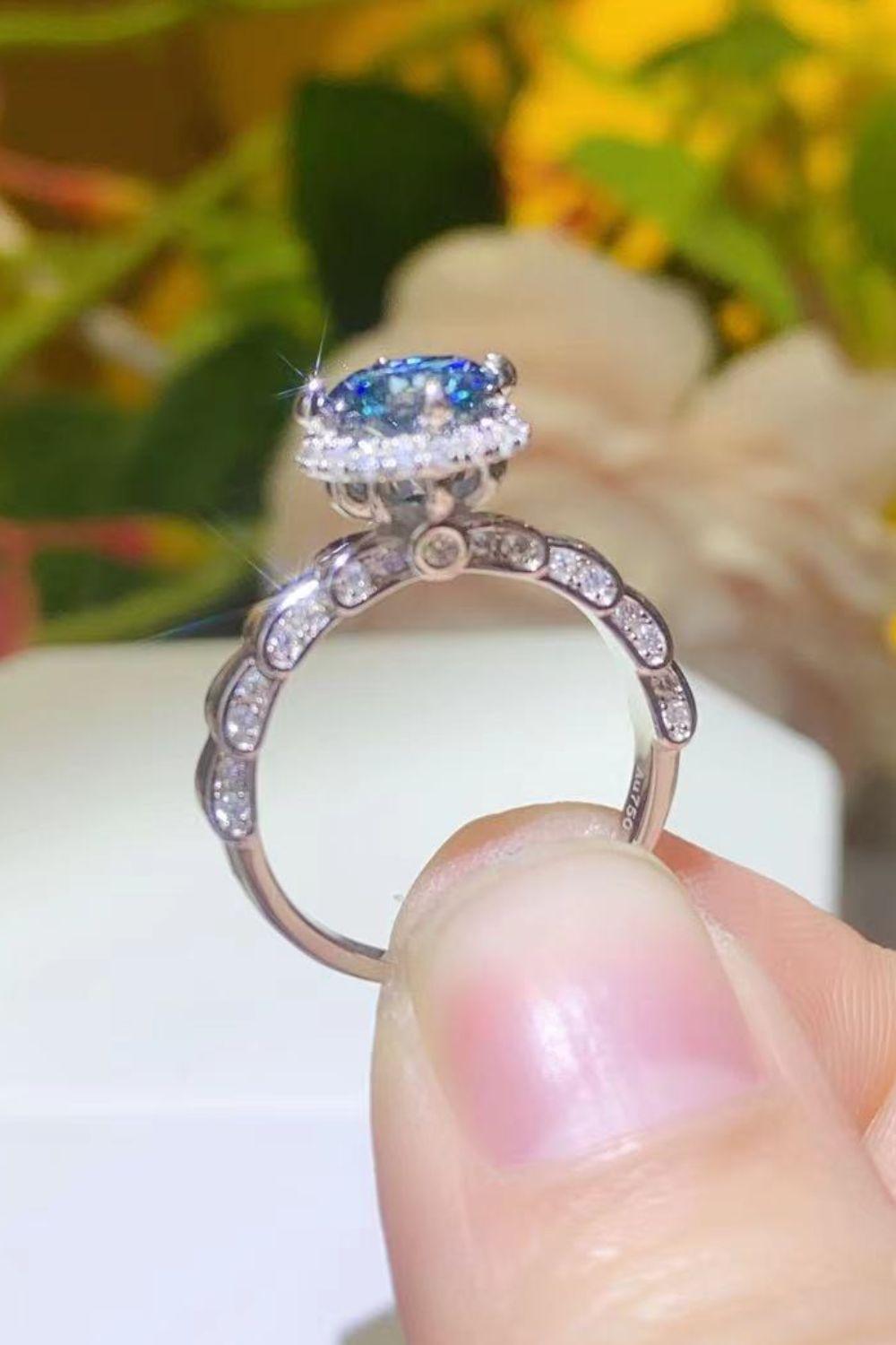 925 Sterling Silver 1 Carat Moissanite Cluster Ring Carauana Store
