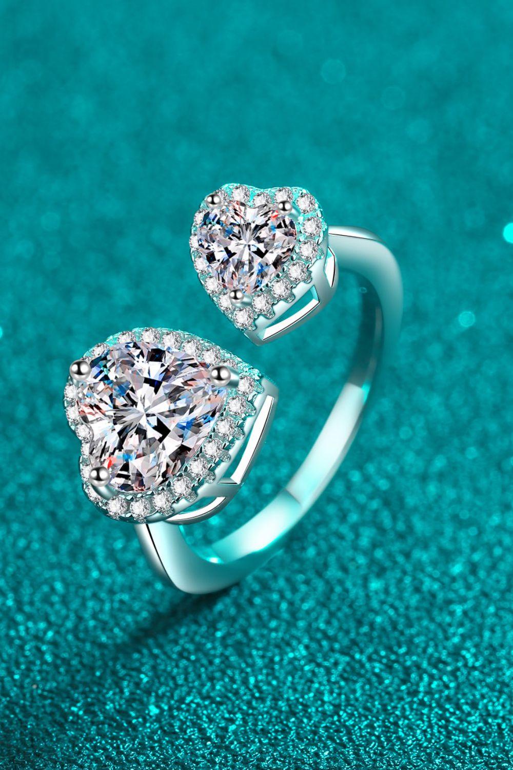 Heart-Shape Moissanite Open Ring Carauana Store