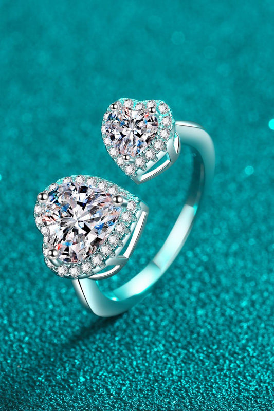 Heart-Shape Moissanite Open Ring Carauana Store