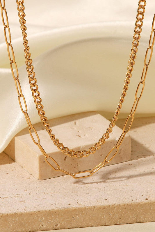 18K Gold Plated Layered Chain Necklace Carauana Store