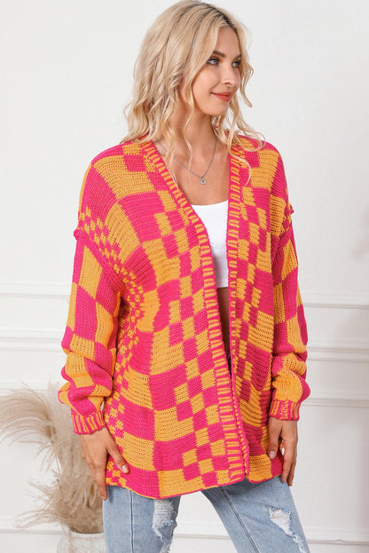 Contrast Exposed Seam Open Front Cardigan Carauana Store