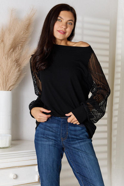 Double Take Round Neck Raglan Sleeve Blouse Carauana Store
