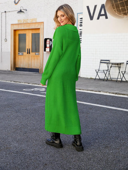 Full Size Collared Open Front Duster Cardigan Carauana Store