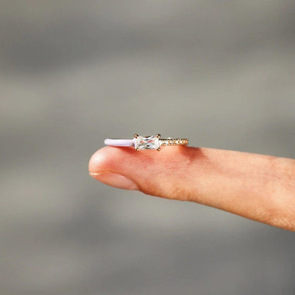 Heart Shape Inlaid Zircon Enamel Ring Carauana Store