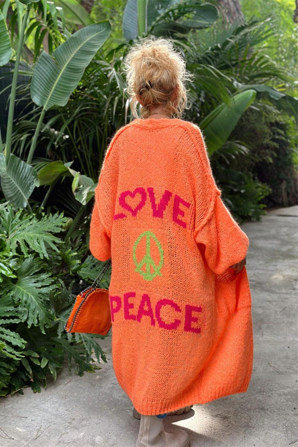 Letter Dropped Shoulder Long Sleeve Cardigan Carauana Store