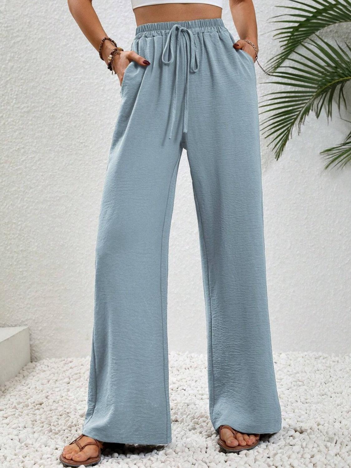 Wide Leg Drawstring Pants Carauana Store